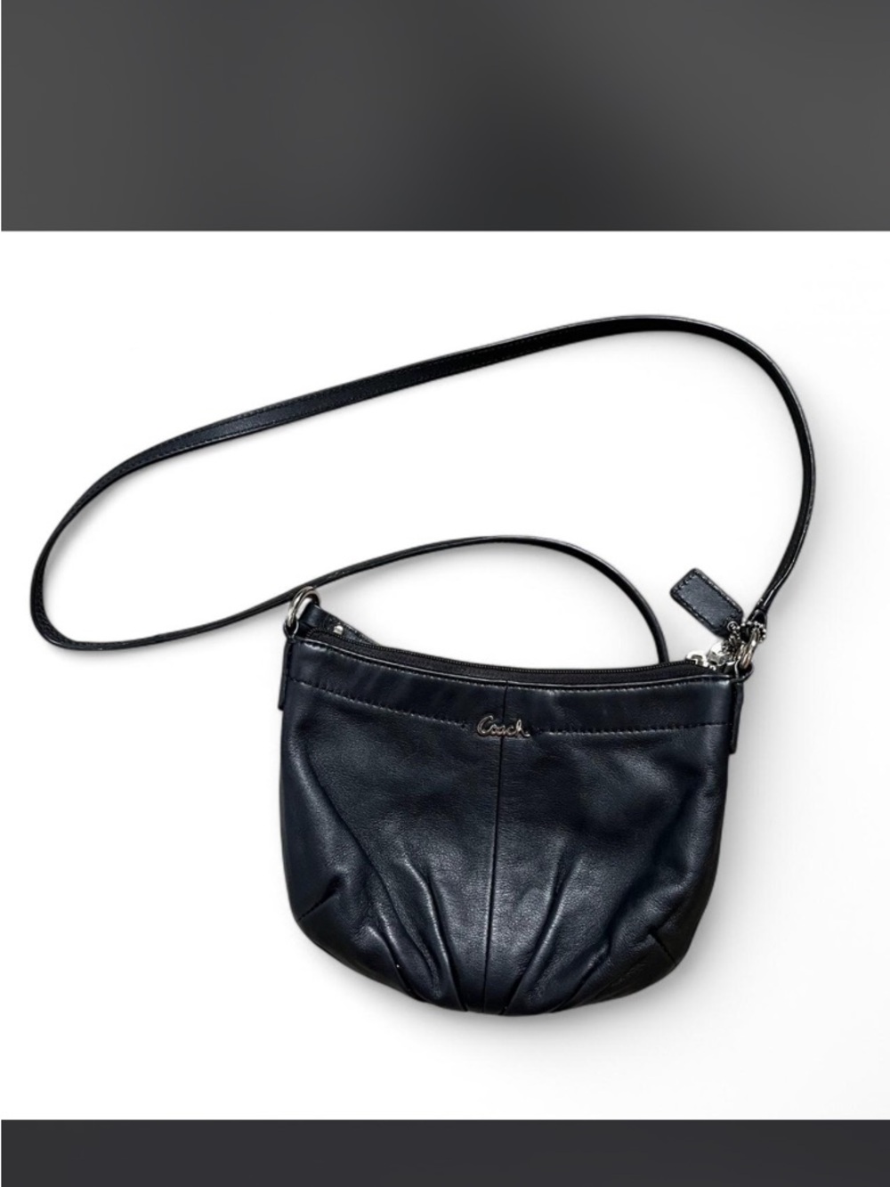 Coach Black Pebbled Leather Crossbody with Slim Strap